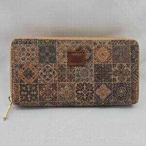 PORTUGAL Wallet Colorful Cork Double Zipper Inside Zip Coin Pocket NWOT